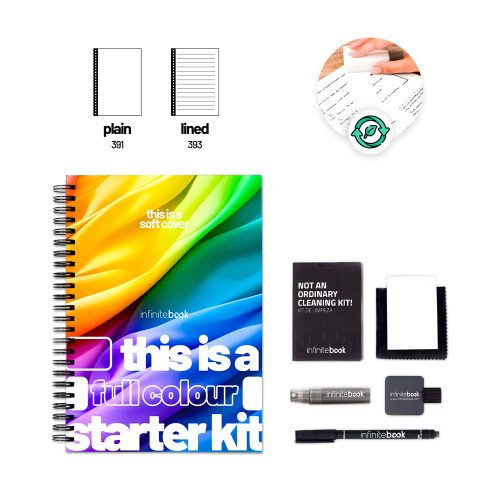 FLEXIVE COVER A4 STARTER KIT - სრული ფერი. Starter Kit A4 "Infinitebook" მოქნილი ყდით, შეიცავს სრულფერსიან პერსონალიზაციას წინასა და უკანა ყდებზე.
