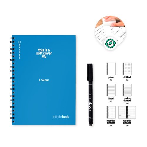 ფლექსიბლ A5 INFINITEBOOK - 1 ფერი. A5 "Infinitebook" ბლოკნოტი მოქნილი ყდით, შეიცავს ყდისა და უკანა მხარის ერთფეროვან პერსონალიზაციას