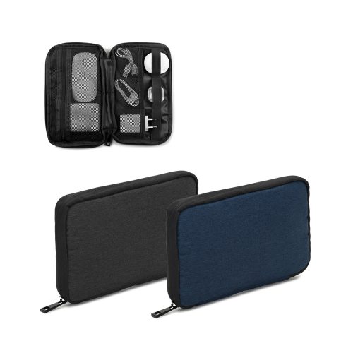 Newcastle BAG. მაღალი სიმკვრივის 600D RPET პოლიესტერის ორგანიზატორი ჩანთა ტექნიკის აქსესუარებისთვის ფართო მთავარ განყოფილებით