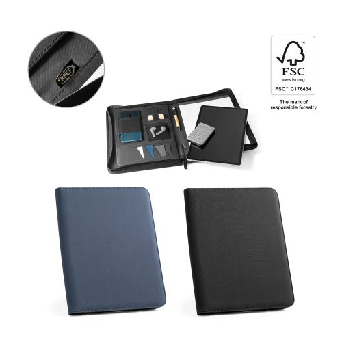 EMERGE ფოლდერი. A4 ფოლდერი გადამუშავებული პოლიესტერით (100% rPET) 300D ზიპით