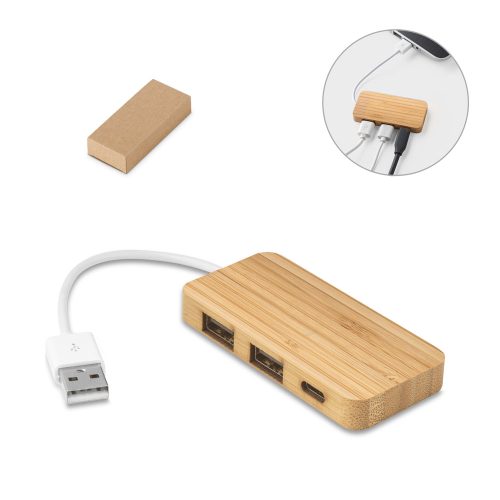 MOSER. HUB 2 USB-A და 1 USB-C პორტით ბამბუკში