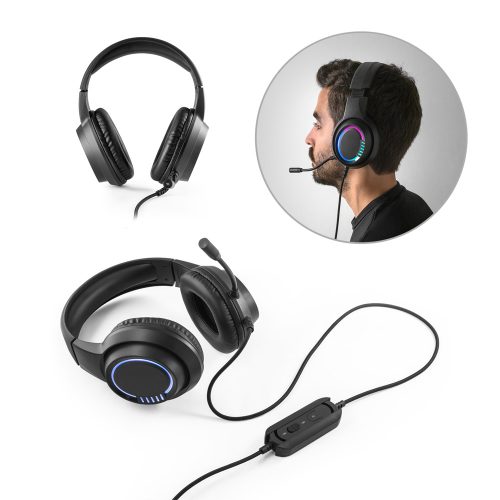 Thorne Headset RGB. ABS სათამაშო ყურსასმენი 2მ კაბელით, მიკროფონით და RGB LED განათებით