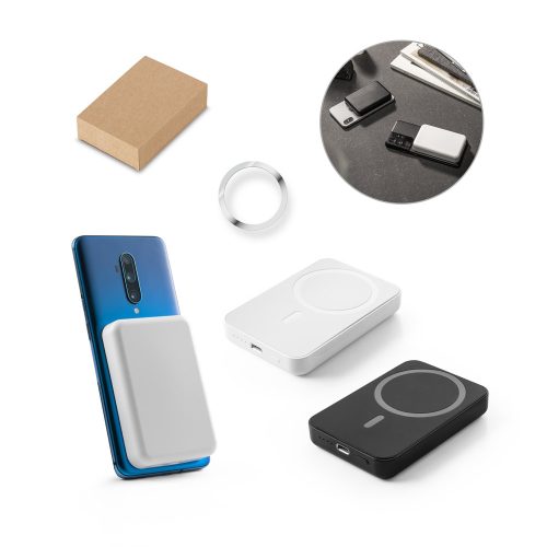 AMPERE 5. 5,000 mAh მაგნიტური Power Bank 15W სუპერჩქარი უსადენო დამტენით გადამუშავებული ABS-ში (100% rABS)