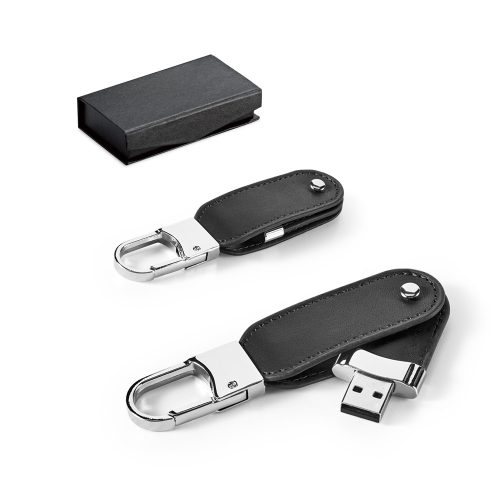 BRAGG 8GB. USB მეხსიერება 8GB PU მასალაში, კარაბინერით