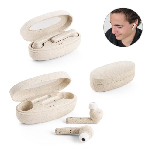 FOURIER. უსადენო ყურსასმენი 3 საათიანი ბატარეით, ხორბლის ღეროს ბოჭკოსა და PP-ში