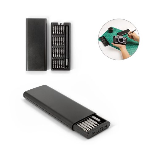 ATOM. სხვადასხვა ნახშირბადოვანი ფოლადის მაგნიტური წვერებით Schraubenzieher-ის ნაკრები